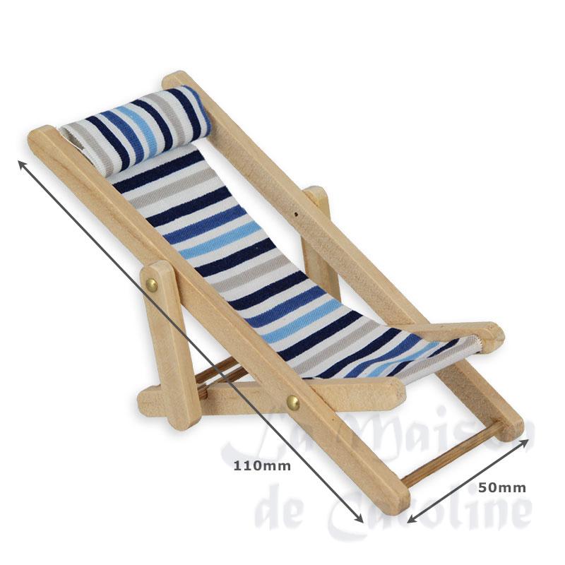 deck chair blue stripe fabrik miniature 1:12 Bilder 1