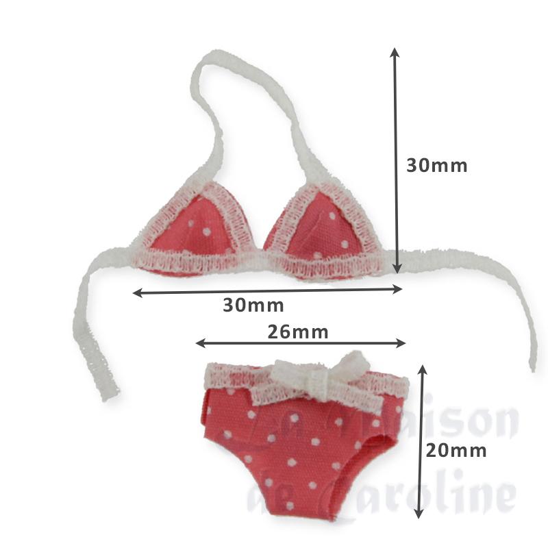 bikini, pink with white dots Miniature 1:12 photo 2 bikini, pink with white dots Miniature 1:12 photo 2