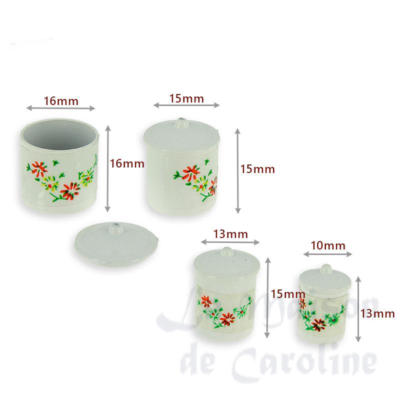 4 cannister white miniature 1:12 Bilder 1