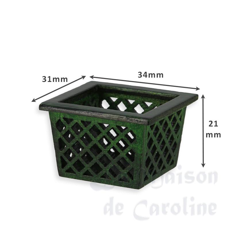 mini wooden basket dark green Miniature 1:12 photo 2