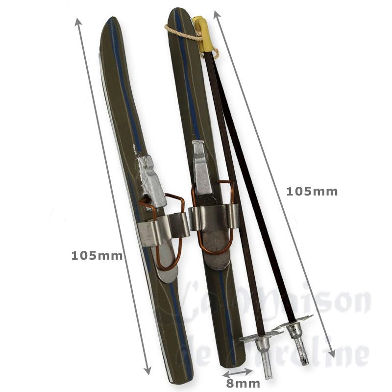 skis w/sticks (pair) blue miniature 1:12 Bilder 1