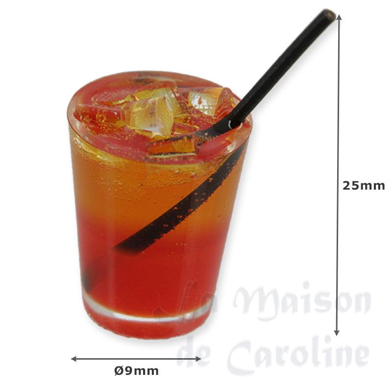 cocktail glass with straw miniature 1:12