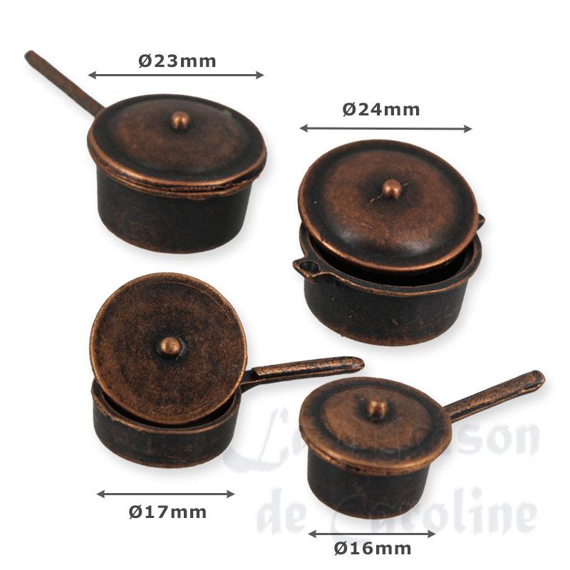 set of 4 pans miniature 1:12 Bilder 1