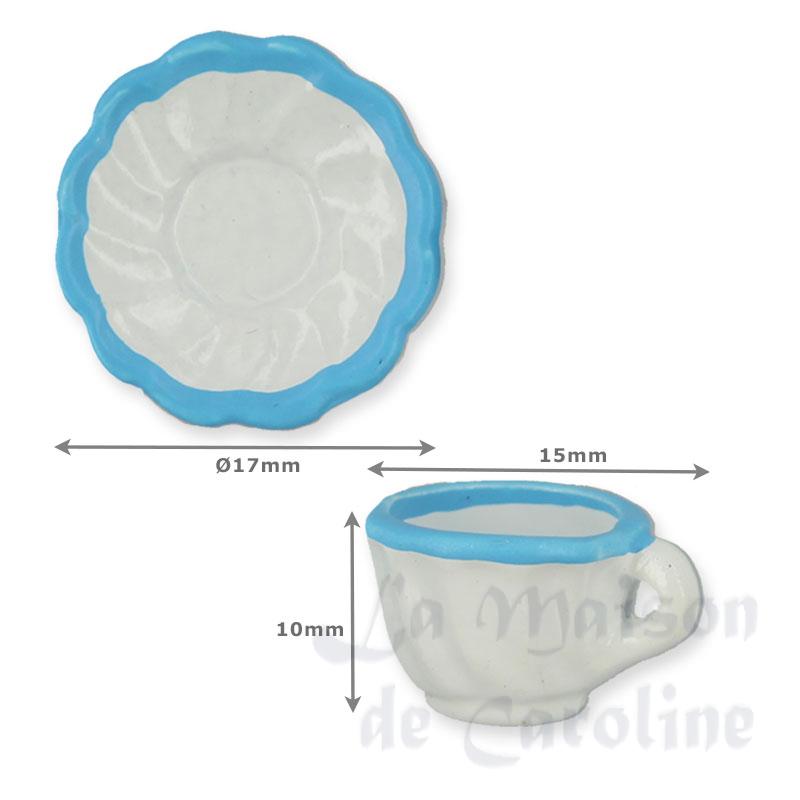 coffee cup + saucer blue miniature 1:12 Bilder 1