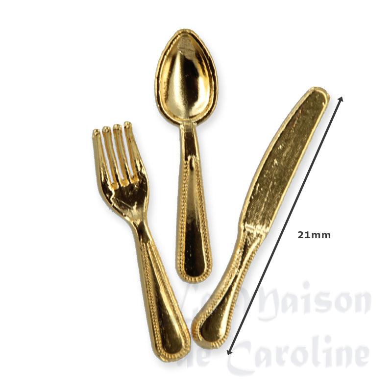 forks and spoons set 12 pcs gold miniature 1:12 Bilder 1