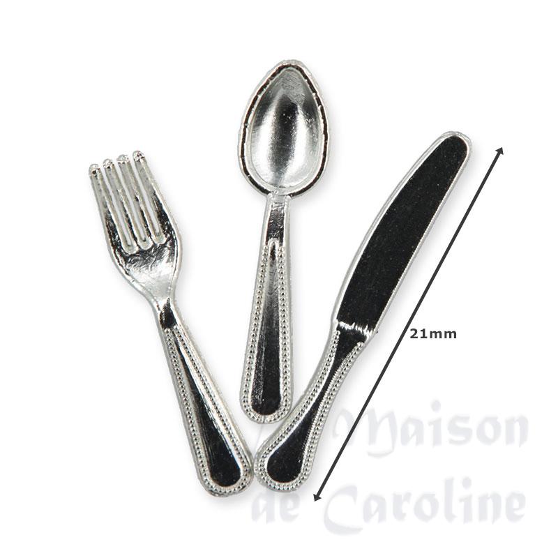 forks and spoons set 12 pcs silver miniature 1:12 Bilder 1