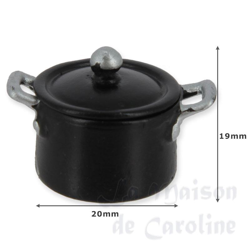 big copper stewpot w/lid black miniature 1:12 Bilder 1