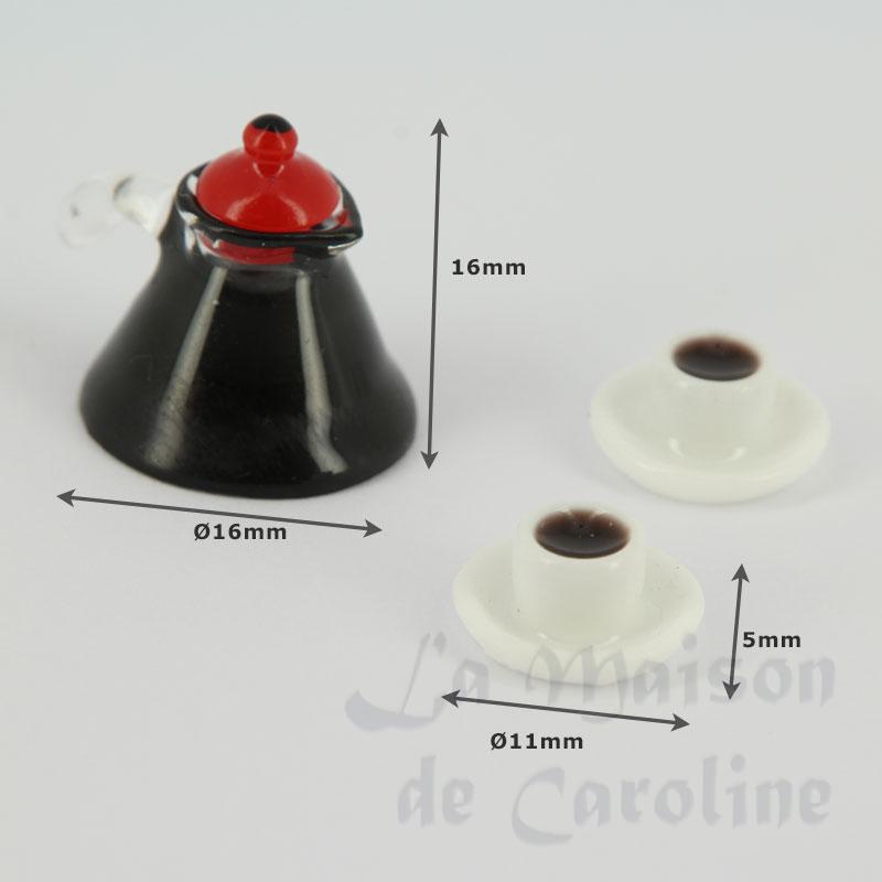 coffe pot with 2 cups miniature 1:12 Bilder 1