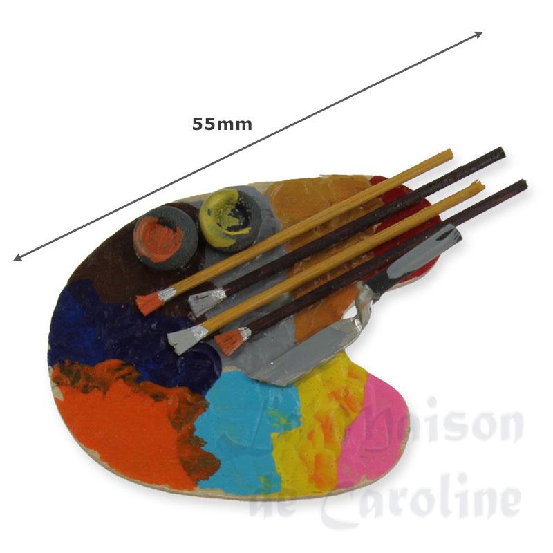 artist's palette and 4 brushes miniature 1:12 Bilder 1