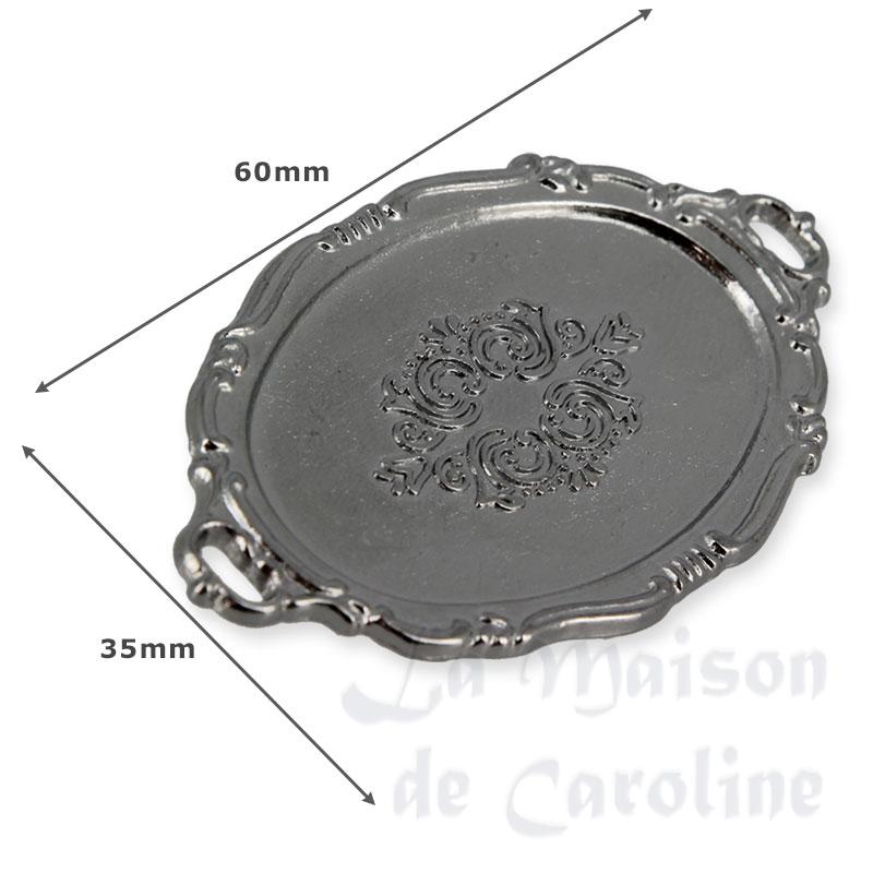 silver oval plate miniature 1:12 Bilder 1