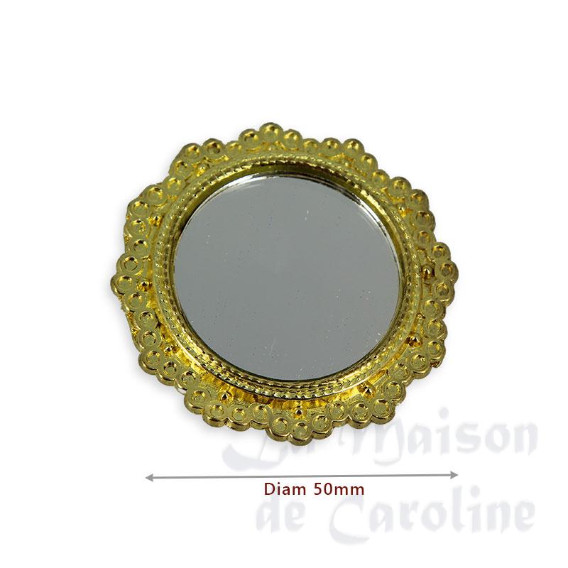 round metal mirror with golden moldings miniature 1:12 Bilder 1