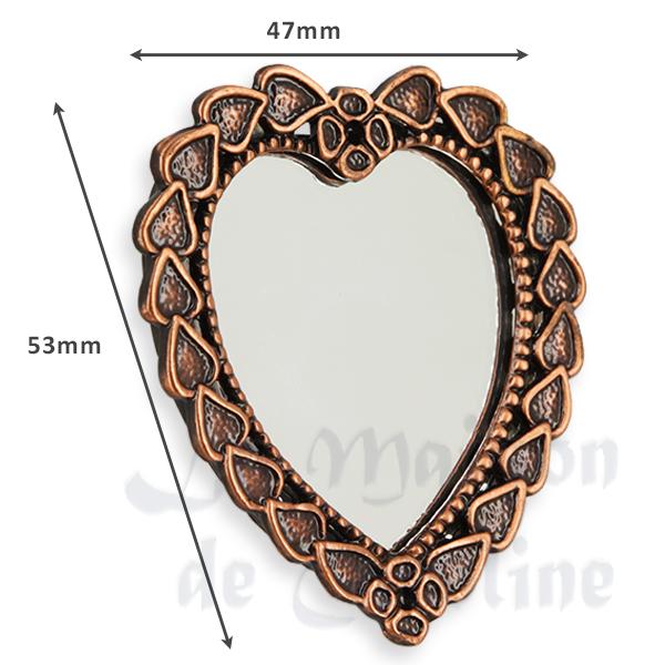 antic copper heart mirror Miniature 1:12 photo 2 antic copper heart mirror Miniature 1:12 photo 2