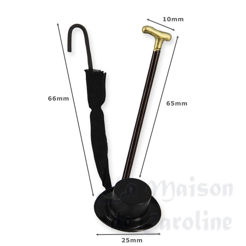 hat, umbrella and cane miniature 1:12 Bilder 1