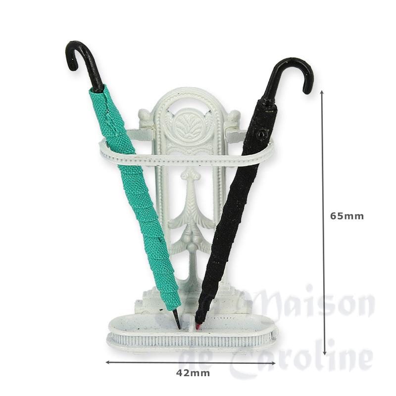 white umbrella stand wi/2 umbrellas miniature 1:12 Bilder 1