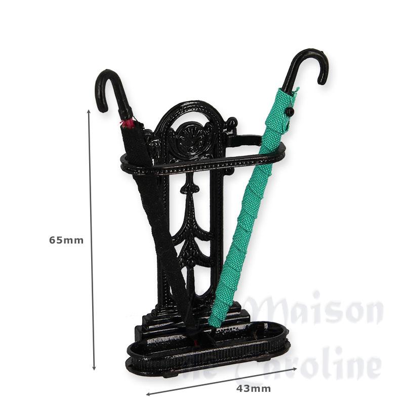 black umbrella stand w/2 umbrellas miniature 1:12 Bilder 1