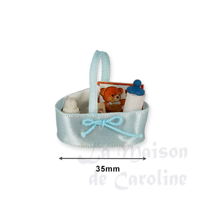 blue ribbon basket baby set miniature 1:12 Bilder 1
