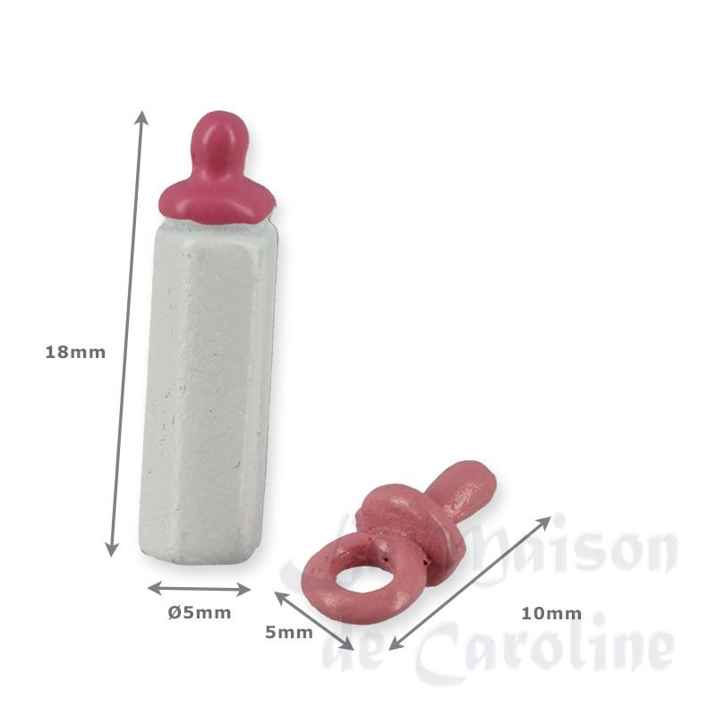 set of 1 bottle and 1 teat pink for baby miniature 1:12 Bilder 1