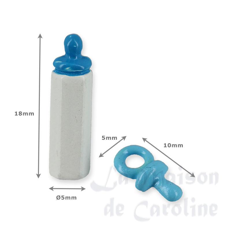 set of 1 bottle and 1 teat blue for baby miniature 1:12 Bilder 1