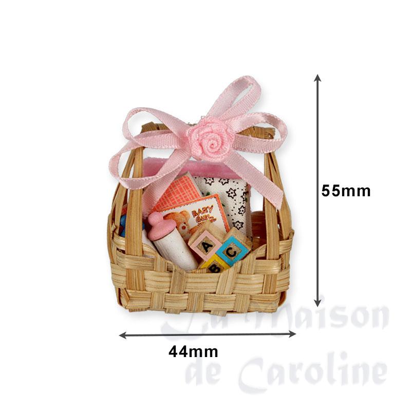 square basket w/baby set miniature 1:12 Bilder 1