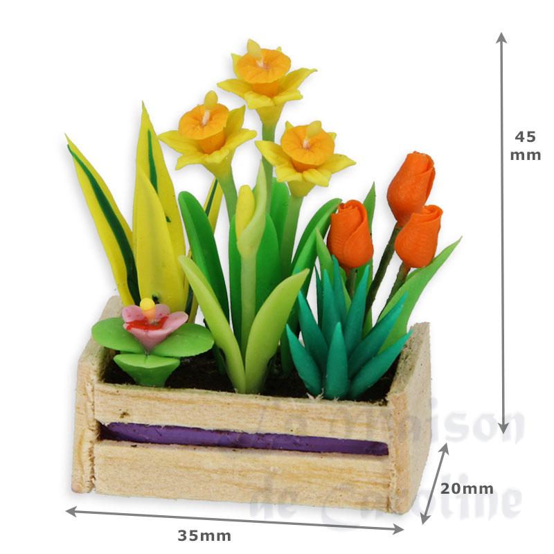 mixed flowers in planter miniature 1:12 Bilder 1
