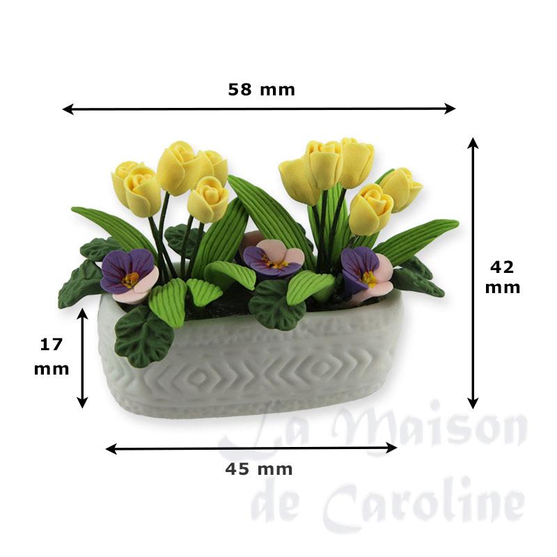 yellow flowers arragement in white pot miniature 1:12 Bilder 1
