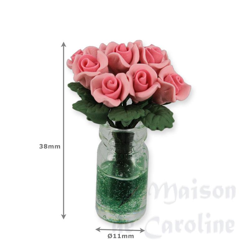 pink roses in vase miniature 1:12 Bilder 1