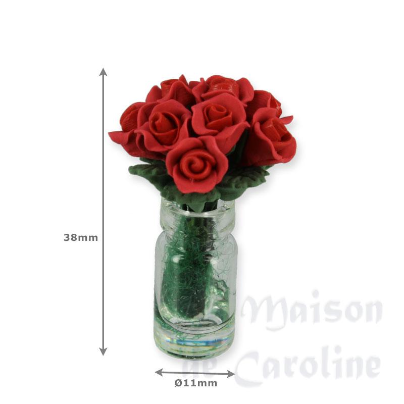 dark pink roses in vase miniature 1:12 Bilder 1