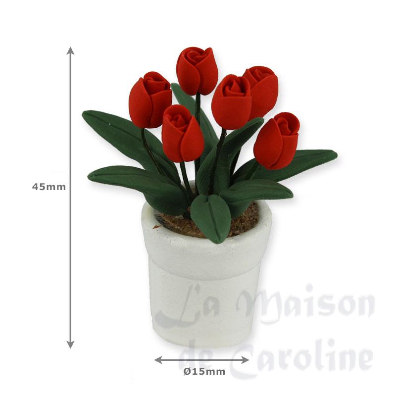 red tulip in white pot miniature 1:12 Bilder 1