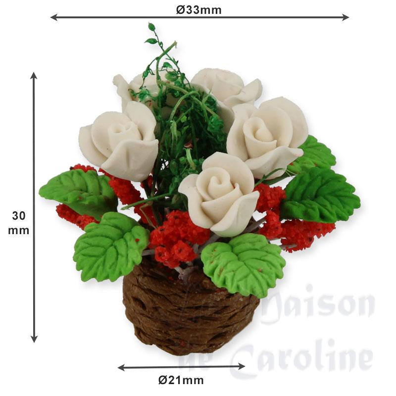 small flower pot red/white/green miniature 1:12 Bilder 1