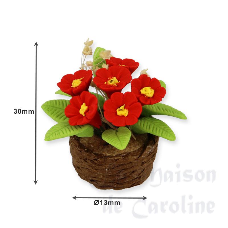 red flowers in basket miniature 1:12 Bilder 1