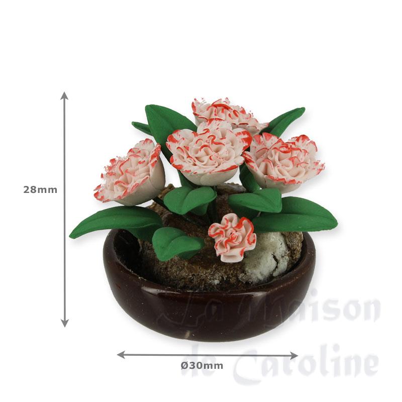 flowers white/pink in basket miniature 1:12 Bilder 1