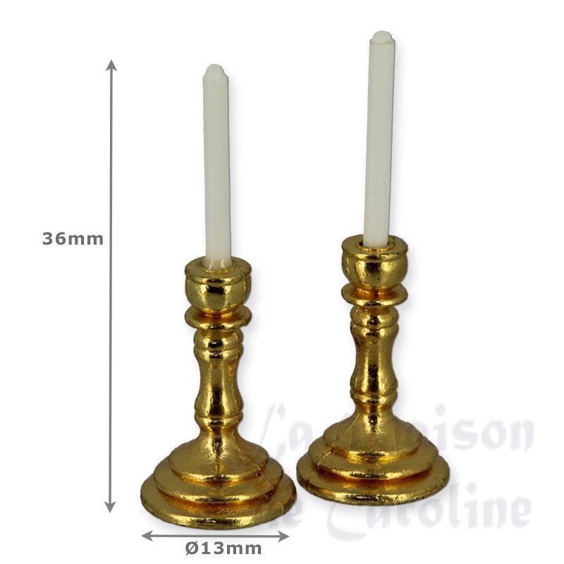 2 brass candlesticks white miniature 1:12 Bilder 1