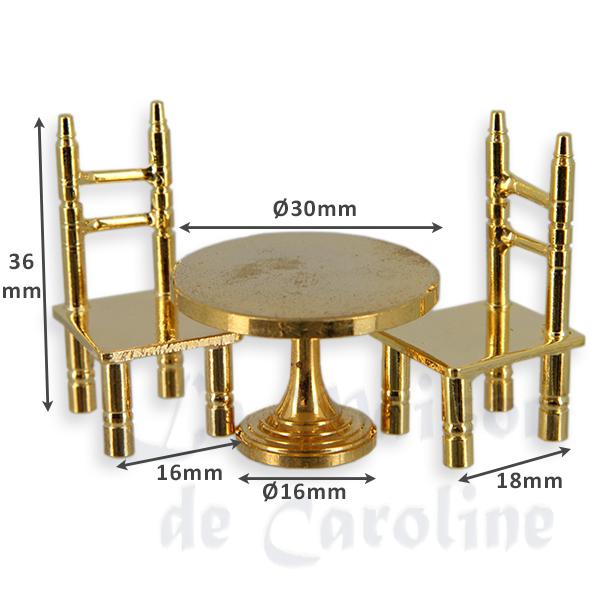 2 chairs+table brass Miniature 1:12 photo 2