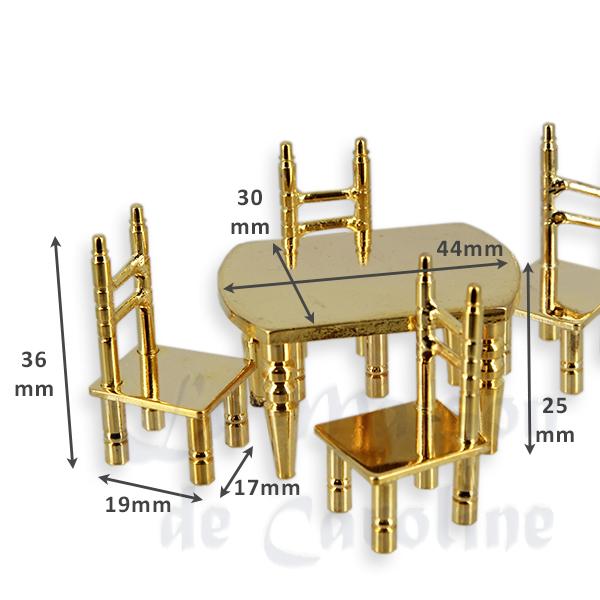 4 chairs+table brass Miniature 1:12 photo 2 4 chairs+table brass Miniature 1:12 photo 2