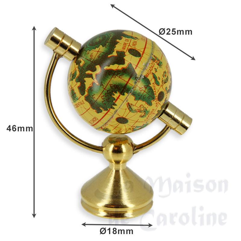 antique brass globe map Miniature 1:12 photo 2