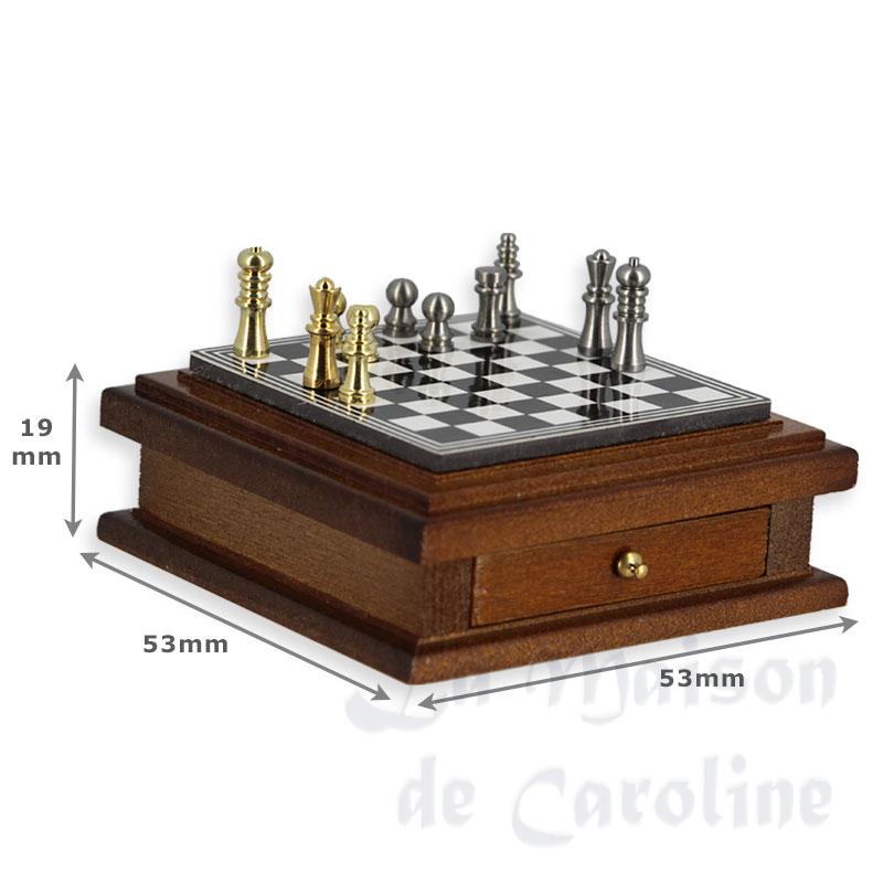 chess pieces with drawer magnetic miniature 1:12 Bilder 1