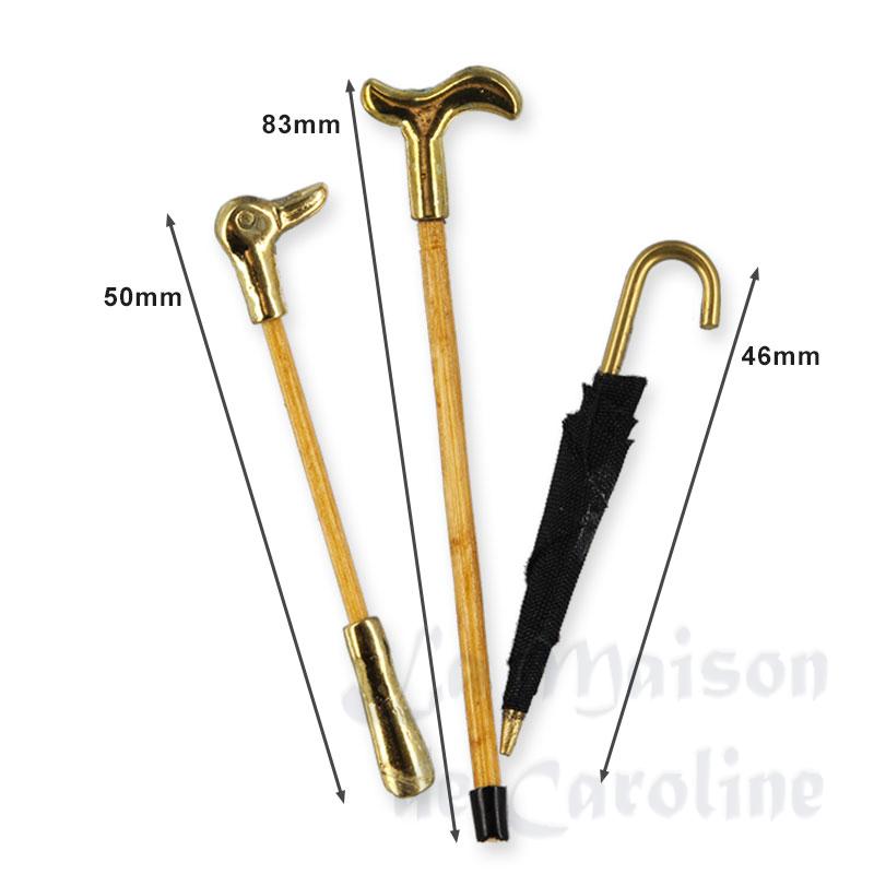 brass umbrella set 3pcs miniature 1:12 Bilder 1