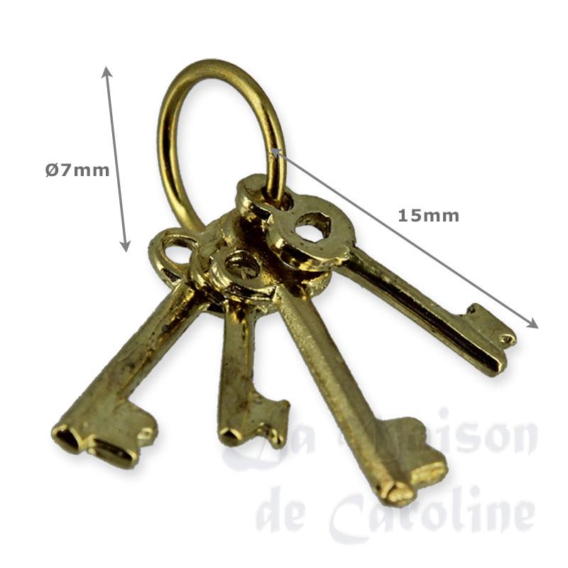 4 golden keys on ring, brass miniature 1:12 Bilder 1