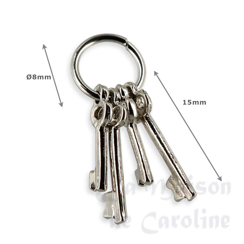 4 silver keys on ring, brass miniature 1:12 Bilder 1