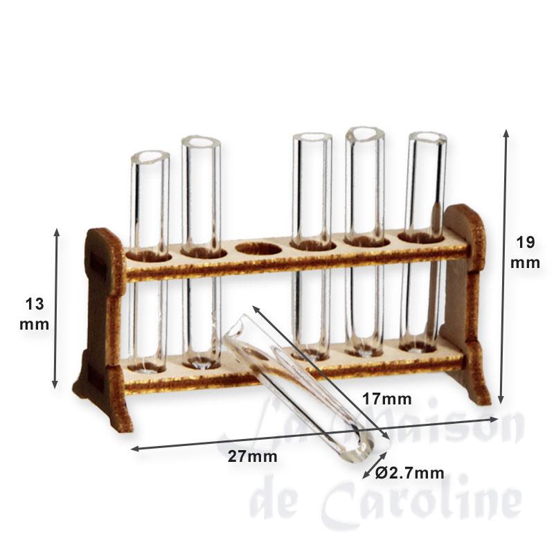 6 test tubes w/wooden support miniature 1:12 Bilder 1