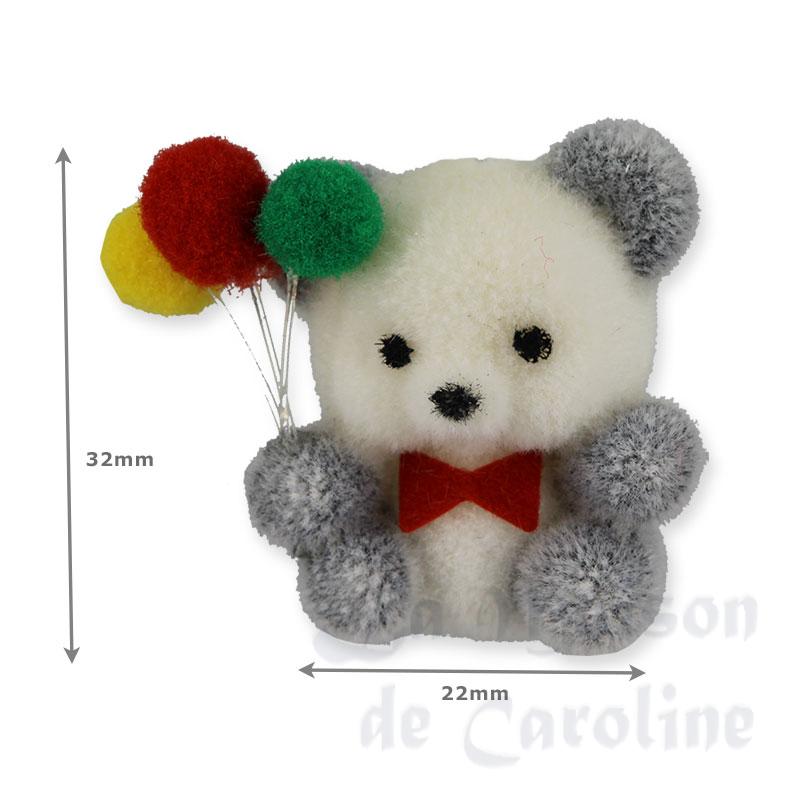 grey bear w/3 ballons miniature 1:12 Bilder 1