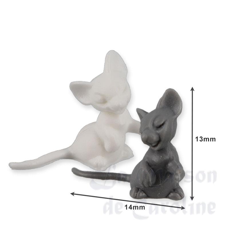 2 mice white and grey miniature 1:12 Bilder 1