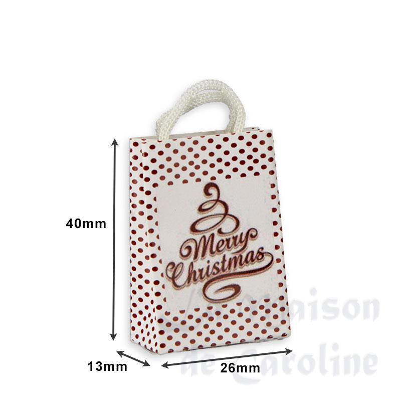 white merry christmas gift bag miniature 1:12 Bilder 1