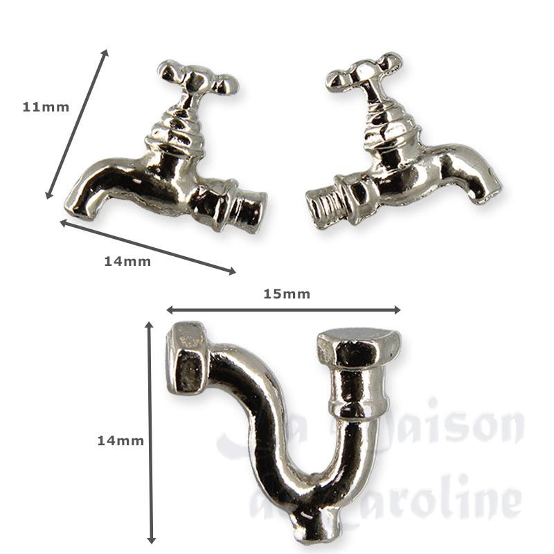 waste pipe set 3pcs siver miniature 1:12 Bilder 1