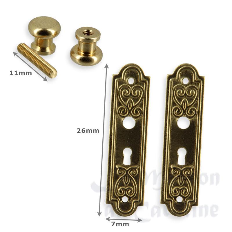 2 door knobs w/ plate miniature 1:12 Bilder 1