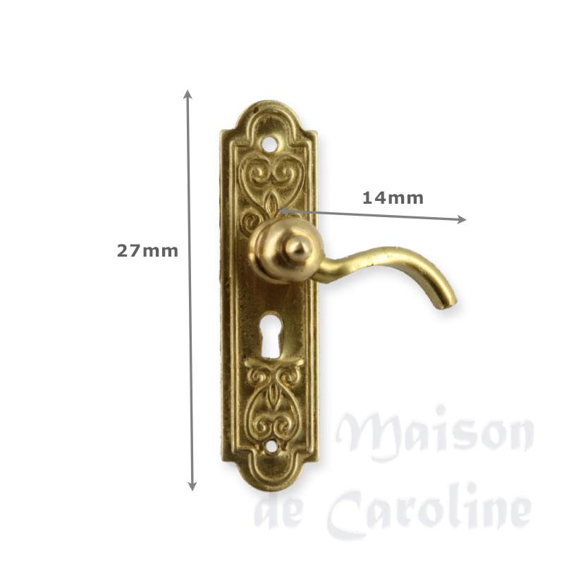 door handle with plate set 2, l+r for dollhouses 1:12 photo 2 door handle with plate set 2, l+r for dollhouses 1:12 photo 2