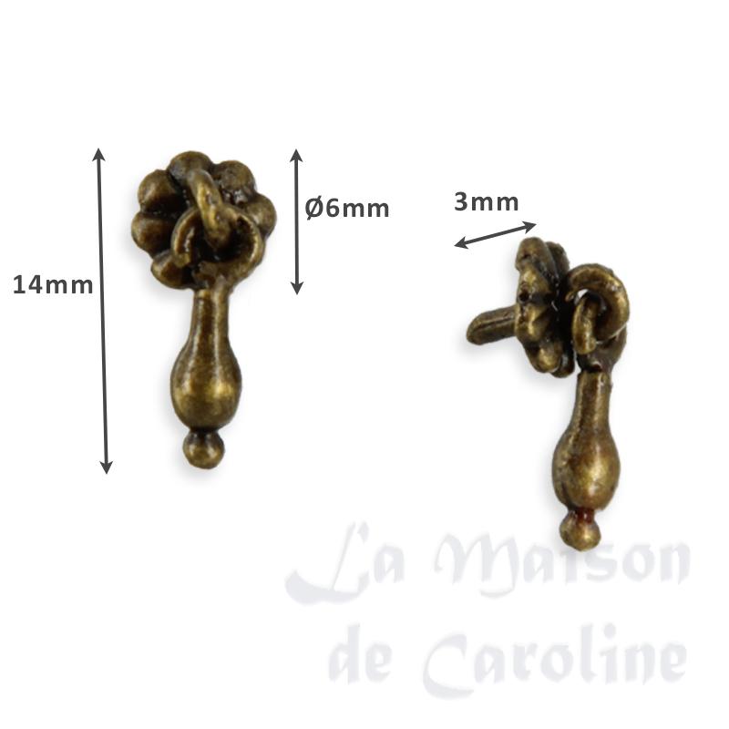 2 cabinet pulls antiq brass for dollhouses 1:12 photo 2 2 cabinet pulls antiq brass for dollhouses 1:12 photo 2