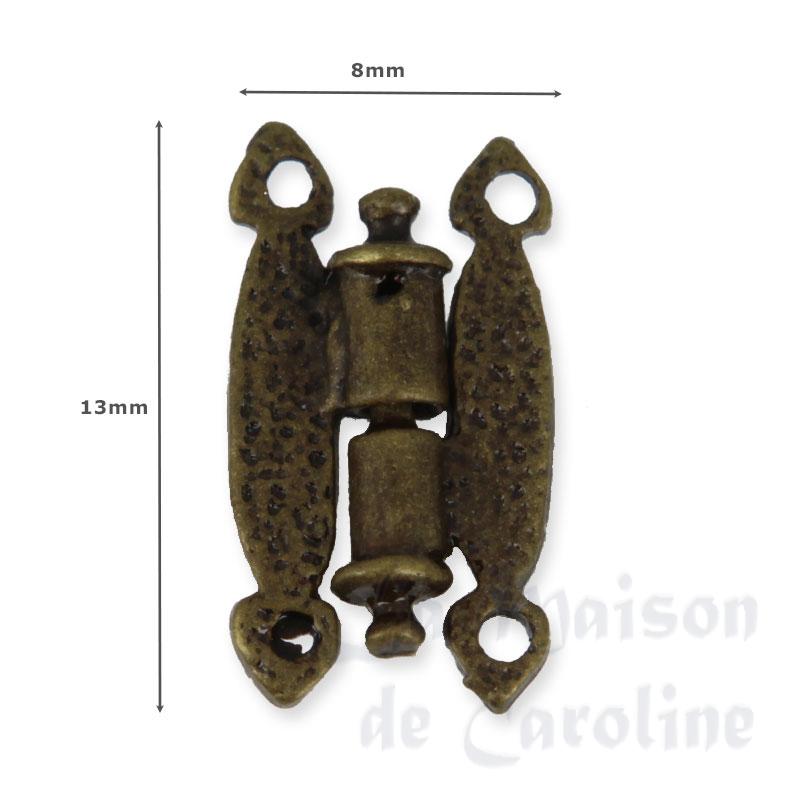 2 hinge, antiq brass miniature 1:12 for dollhouses 1:12