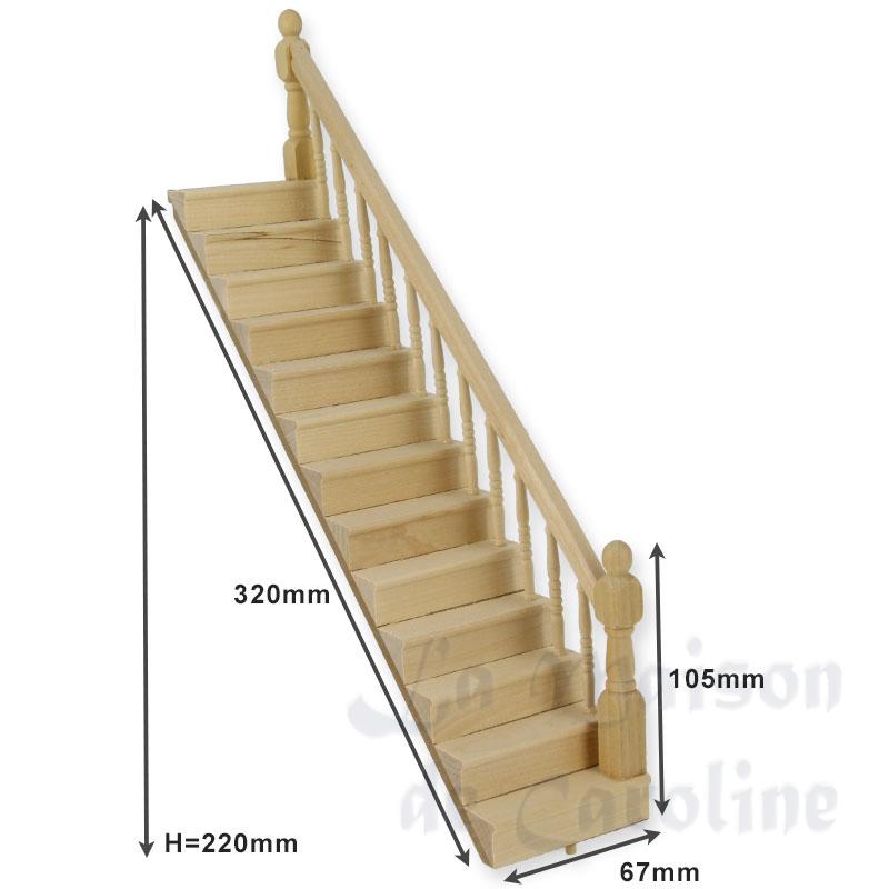 staircase bannister right, bare wood miniature 1:12 Bilder 1