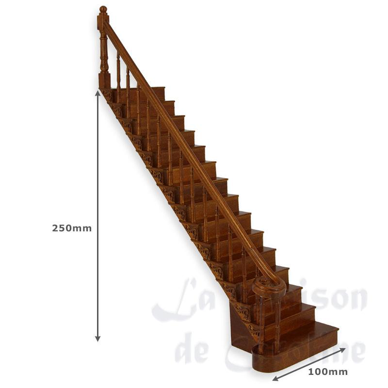 straight stairs walnut, left rail miniature 1:12 Bilder 1